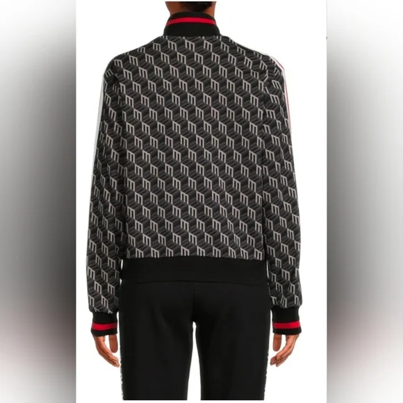 $650 MCM Women's Black Red Monogram MCM Logo Print Track Jacket Large - Picture 2 of 12